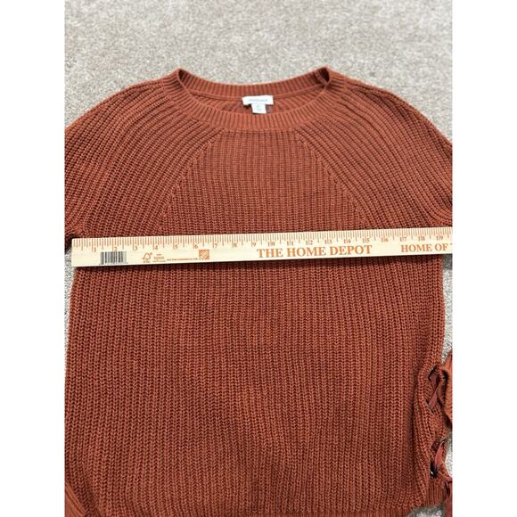 Sundance Knit Pullover Sweater M Orange Cotton Chunky Ribbon Detail - Picture 3 of 7